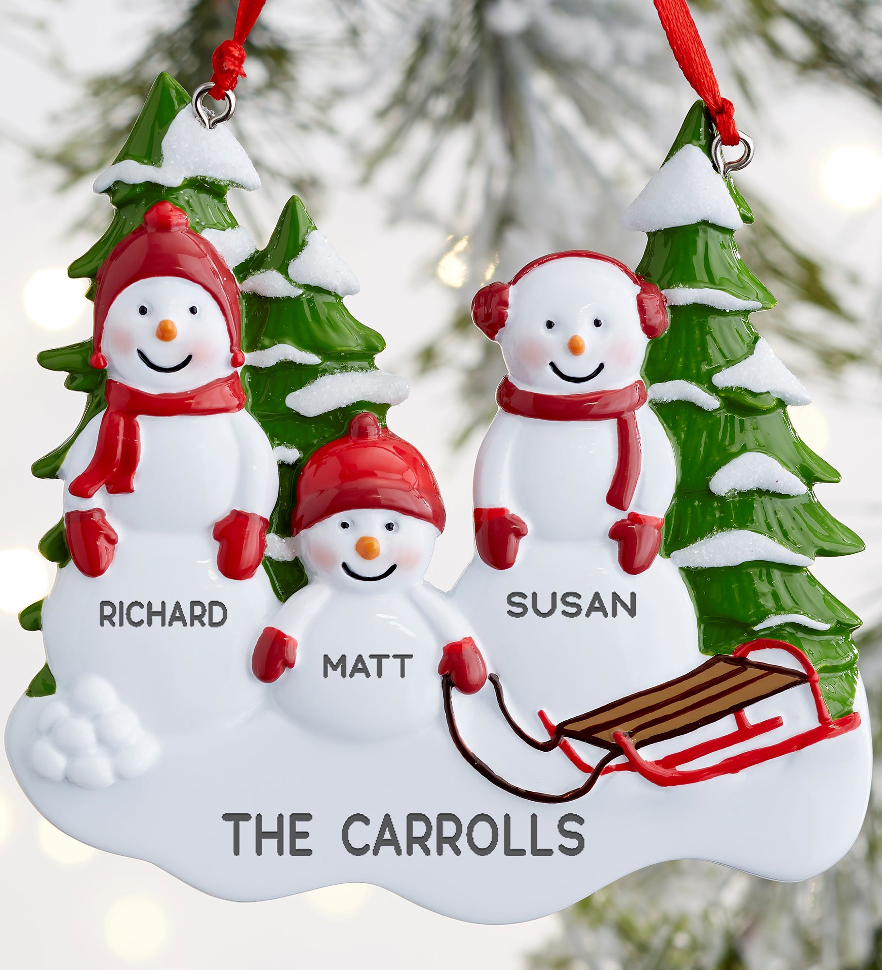 Snowman Family Personalized Ornament